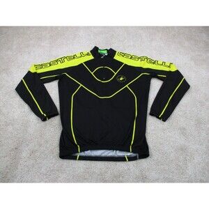 Castelli Cycling Jersey Mens Medium Black Yellow Scorpion Long Sleeve Zip Italy